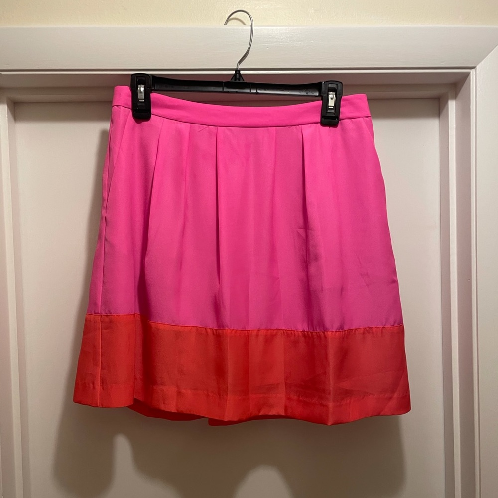 J. Crew orange and pink striped skirt